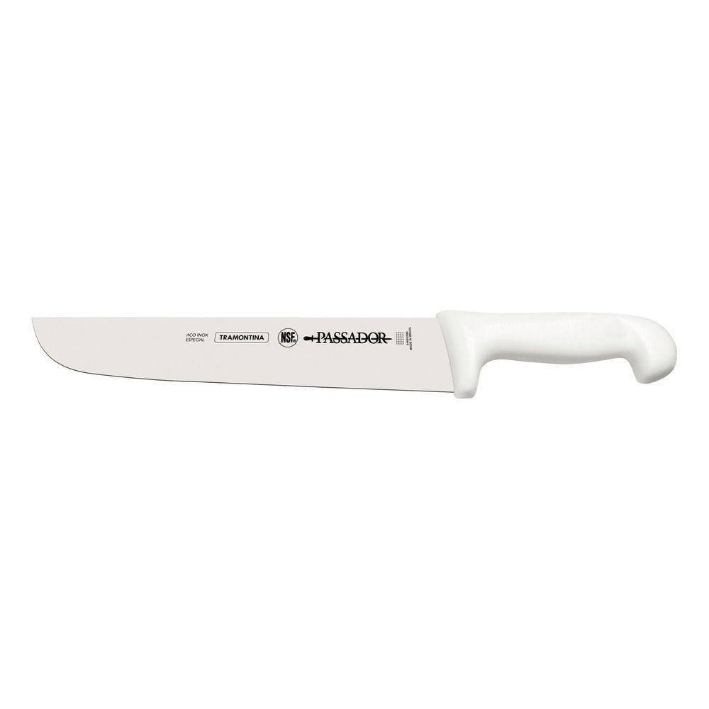 Faca Passador Profissional Com Lâmina Em Aço Inox E Cabo Em Polipropileno Branco 10”