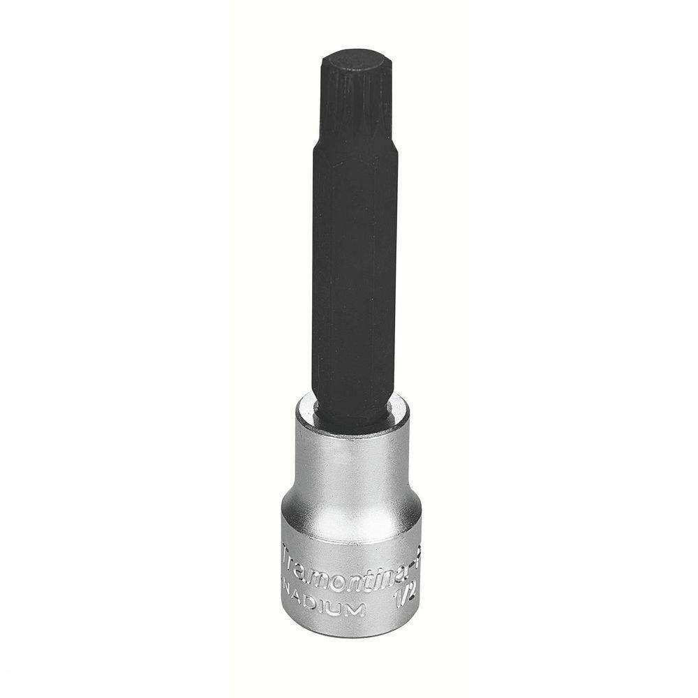 Soquete Longo Em Aço Cromo Vanádio Ponta Multidentada 12 Mm - Encaixe 1/2” Tramontina