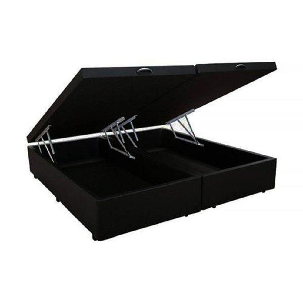 Cama Box Baú Casal Bipartido Suede Preto - 39x138x188