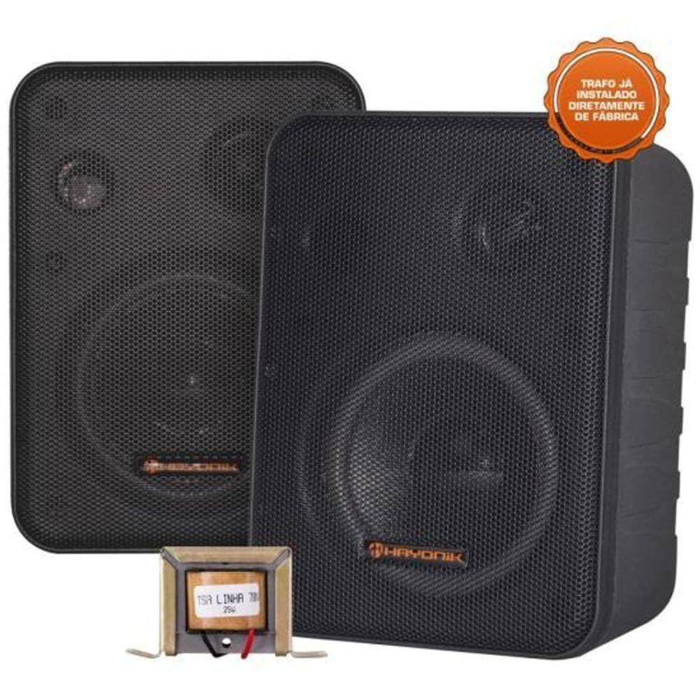 Caixa Acústica Com Trafo 70v(25w) Ambience Line Msb60nc Preta Hayonik - Par - 2