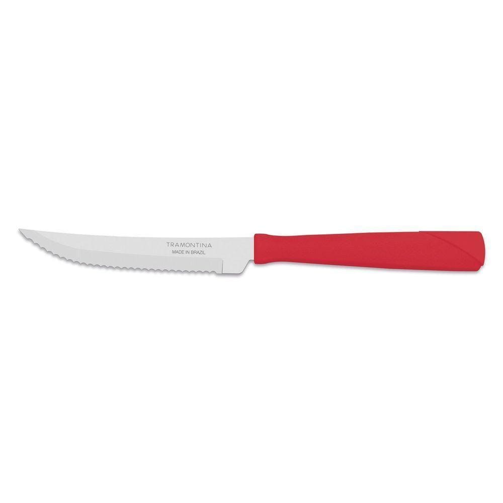 Faca Para Churrasco 4\" Tramontina New Kolor Em Aço Inox E Cabo Vermelho Tramontina