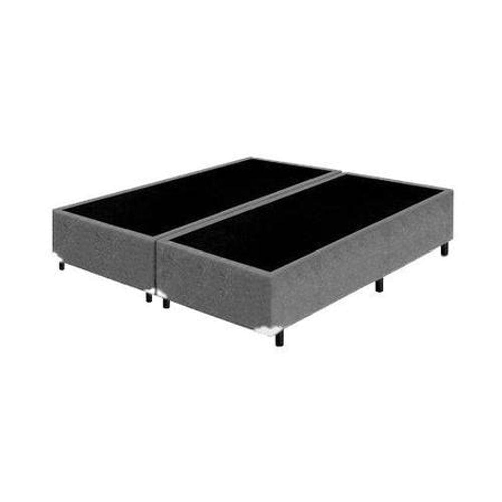 Cama Box Queen Bipartido Suede Cinza - 30x158x198