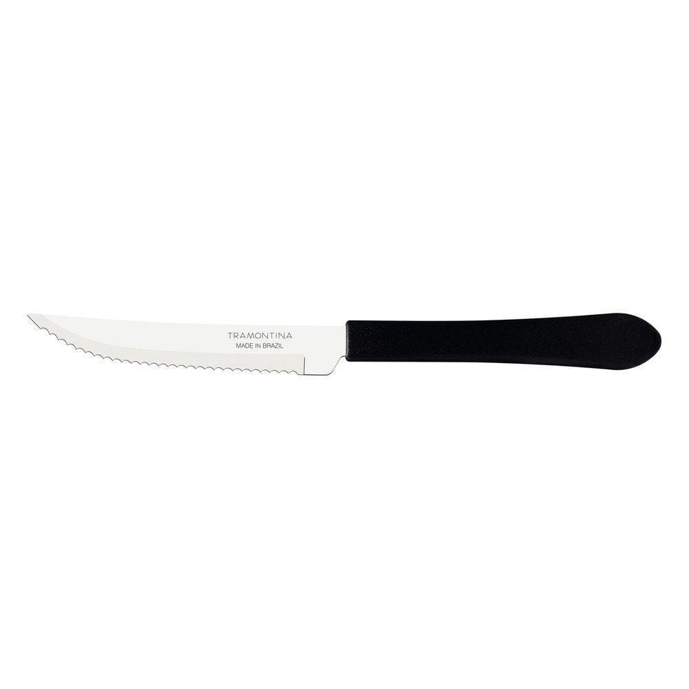 Faca Para Churrasco Leme Com Lâmina Em Aço Inox E Cabo De Polipropileno Preto 4\"