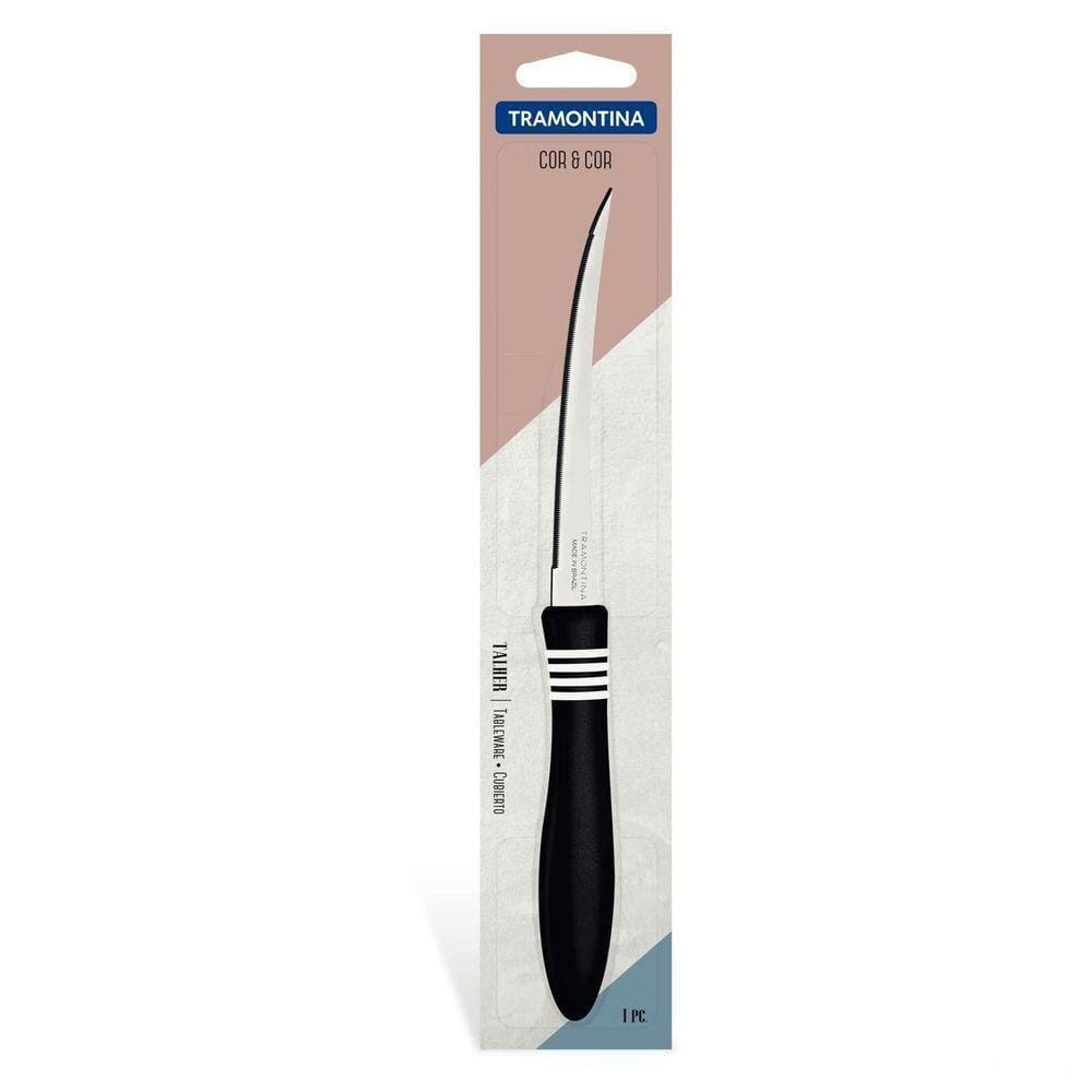 Faca Para Tomate Tramontina Cor & Cor Em Aço Inox E Cabo Preto 5” Tramontina