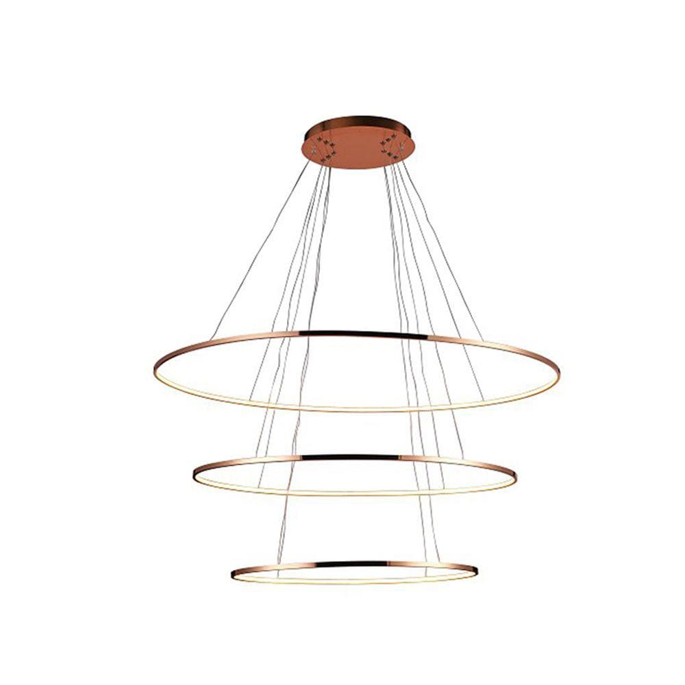 Pendente 3 Anéis Oval Birdie Rose Gold 80cm LED 39W 3000K Bivolt KW004E Bella