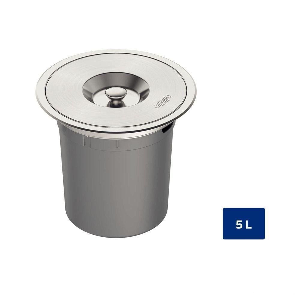 Lixeira De Embutir Tramontina Clean Round Com Balde Plástico 5 L Aço Inox
