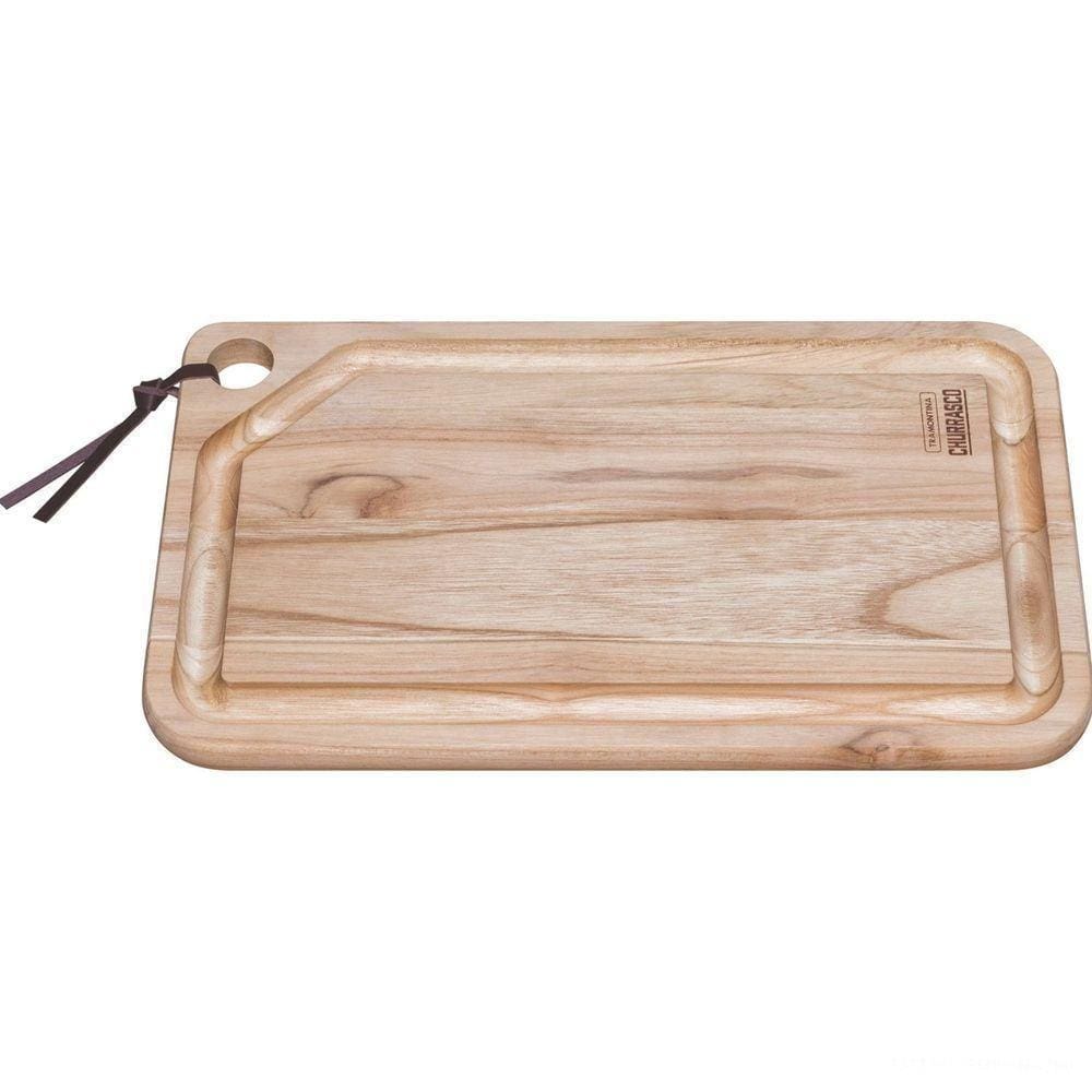 Tábua Para Churrasco Retangular Em Madeira Teca Com Acabamento Natural 33 X 20 Cm