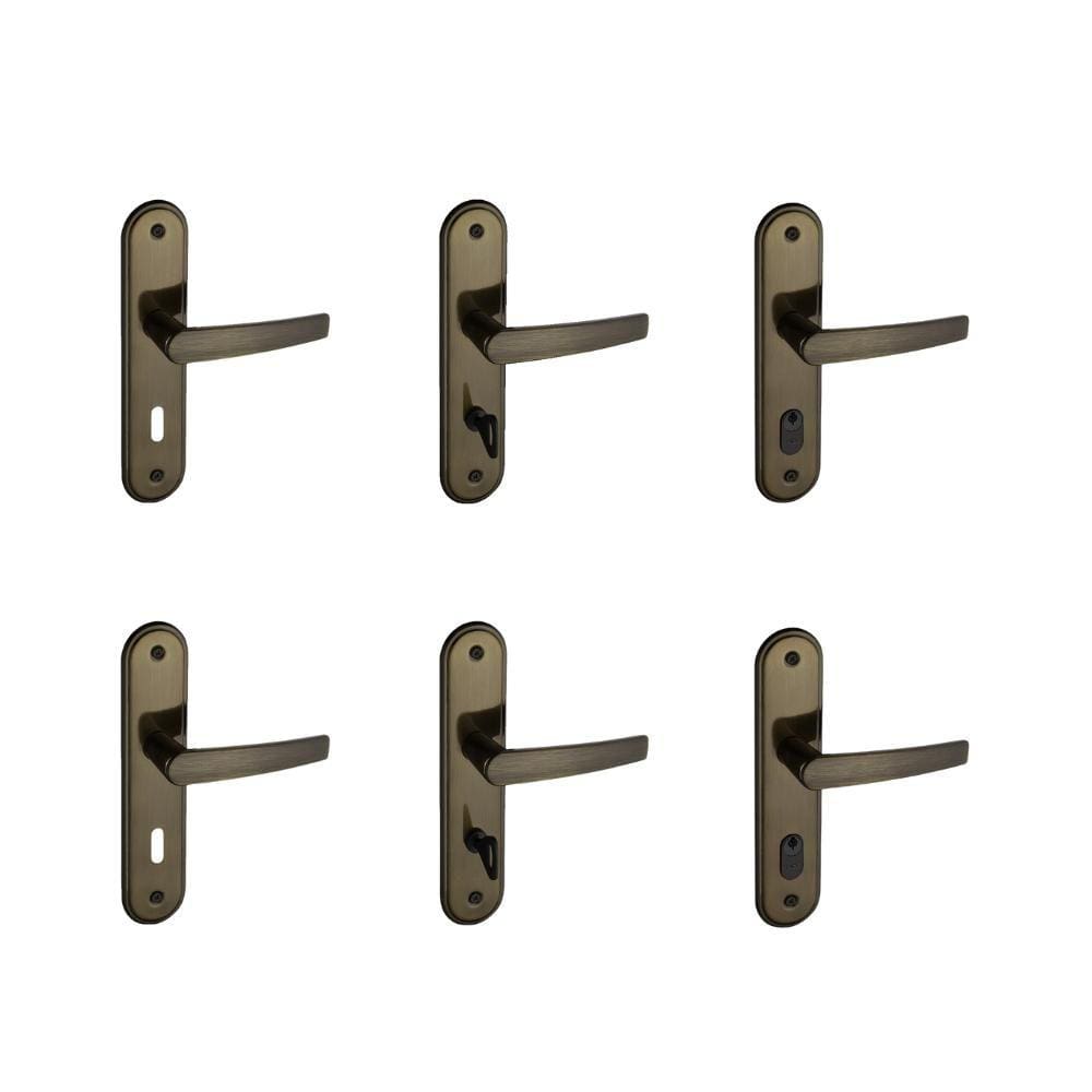 Kit 2 Fechaduras Interna 2 WC 2 Externa Espelho Pado Bronze