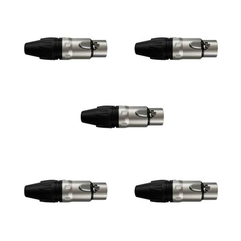 Kit Conectores Xlr Femea Wc 1003 Fl Bk Ni 3p P- Cabo (5 Un) Wireconex