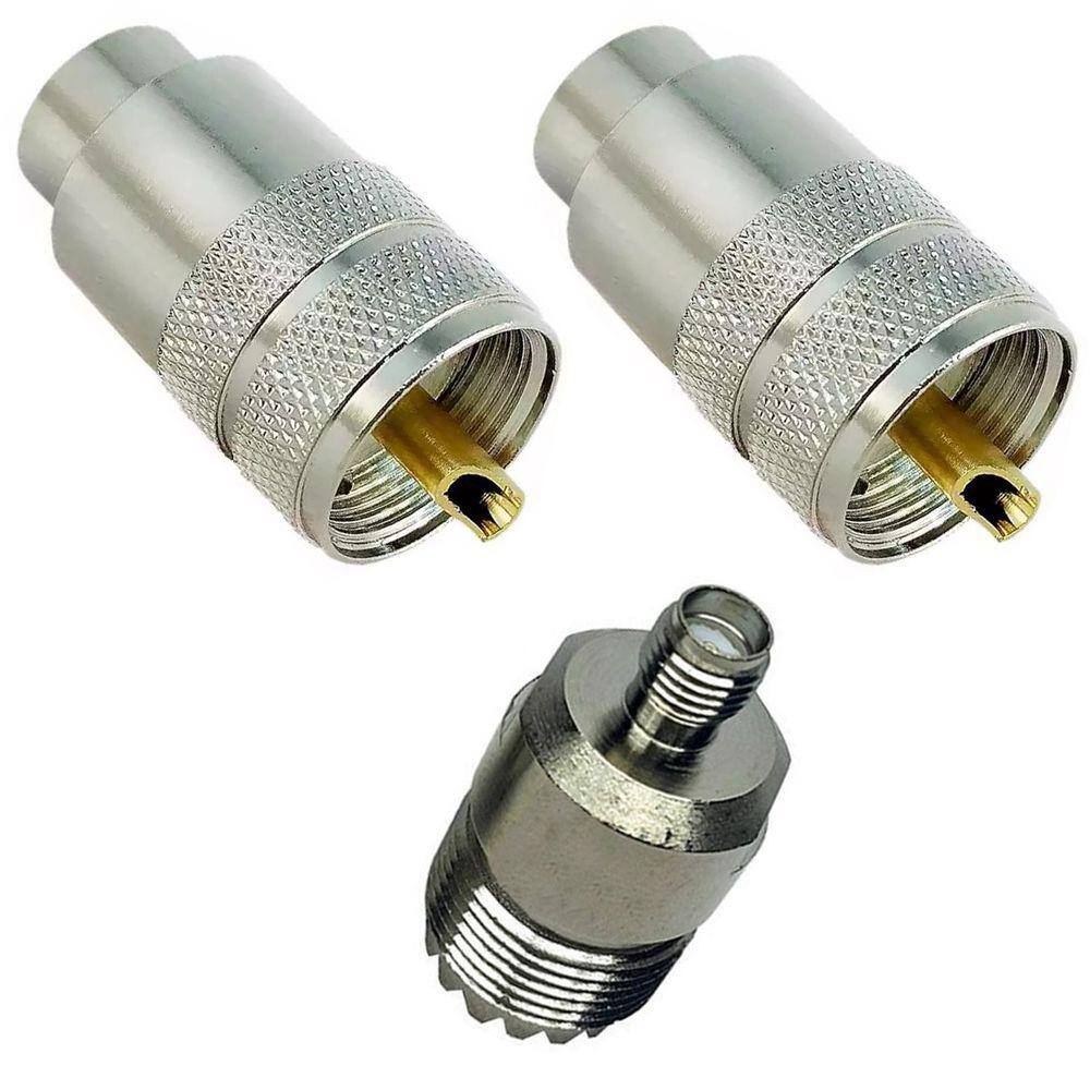 Conector Uhf Macho Cabo Rg213 C/ Redutor Rg58 + Sma Femea X Uhf Femea