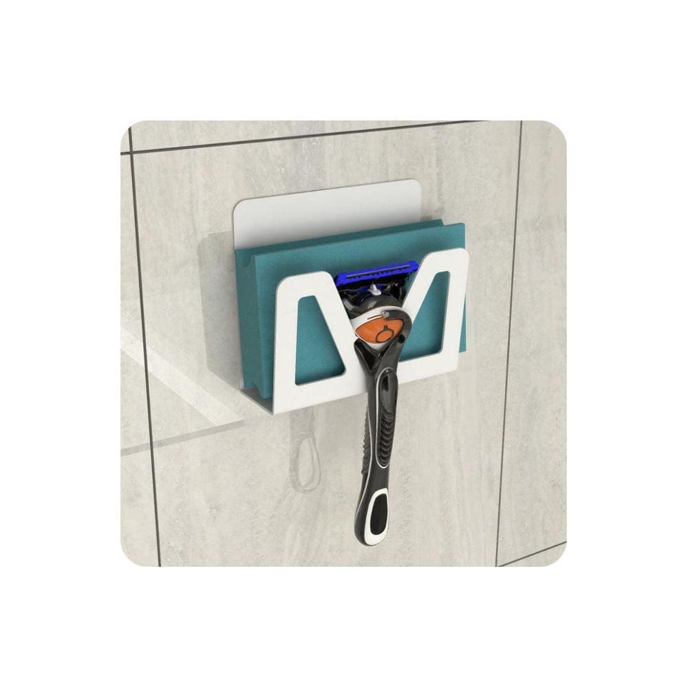 Porta Bucha Esponja Banho E Gillette C/Adesivo Branco F.ELG
