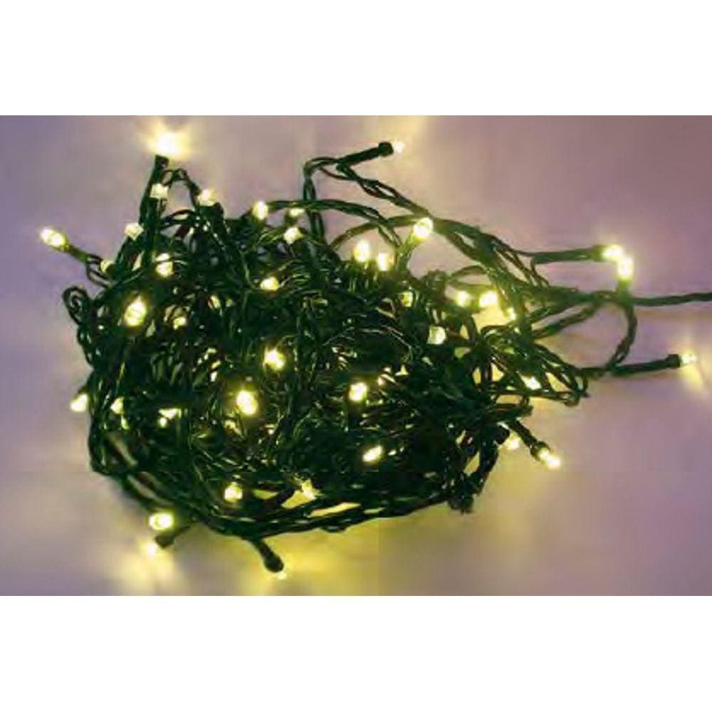 Luz de Natal Cordão 100 Lâmpadas Led Warm Fio Verde Externo 10 Mts 127v M/f