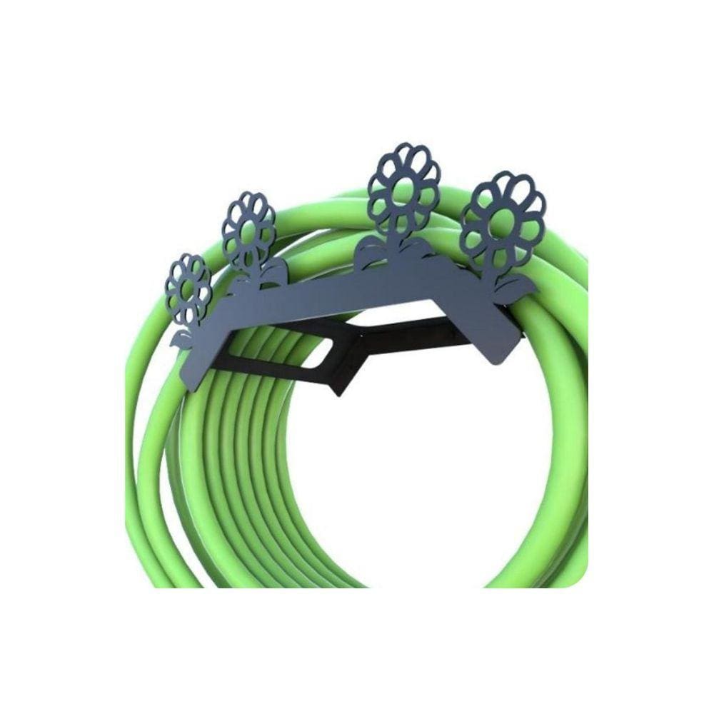 Suporte Enrolador De Mangueira De Jardim F.Flor Preto