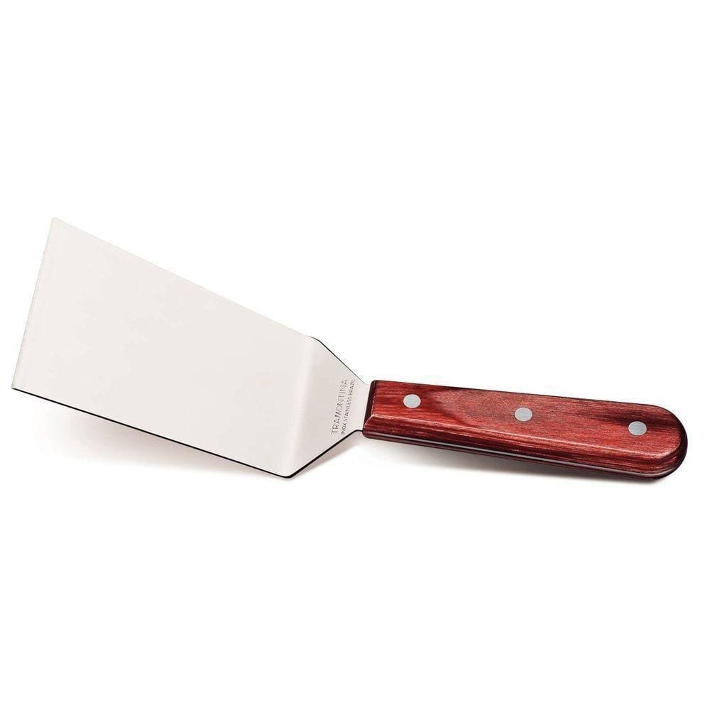 Espátula Para Frituras 5” Tramontina Em Aço Inox E Cabo Madeira Polywood Vermelho Tramontina