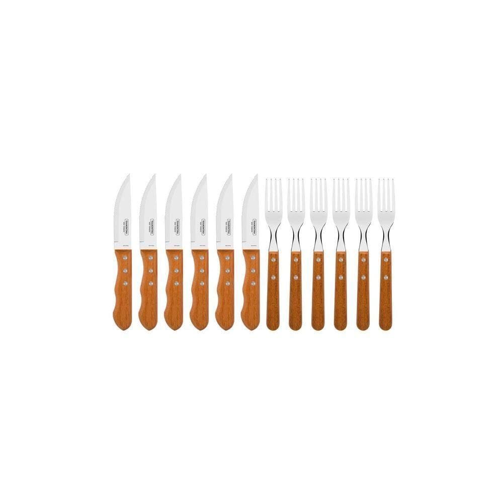 Jogo Para Churrasco Dynamic Jumbo Em Aço Inox E Cabos De Madeira Natural 12 Peças