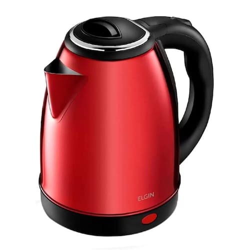 imagem-Chaleira Elétrica em Inox sem Fio 1,8 Litros Vermelha Elgin - 110V