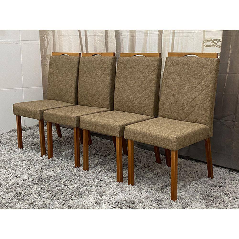 Conjunto 4 Cadeiras de Jantar Linho Marrom 4020 Larissa