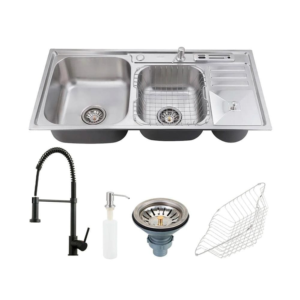 Kit Cuba para Cozinha Aço Inox 304 com Acessórios Caiapós e Torneira Monocomando Envira Pingoo.casa - Preto