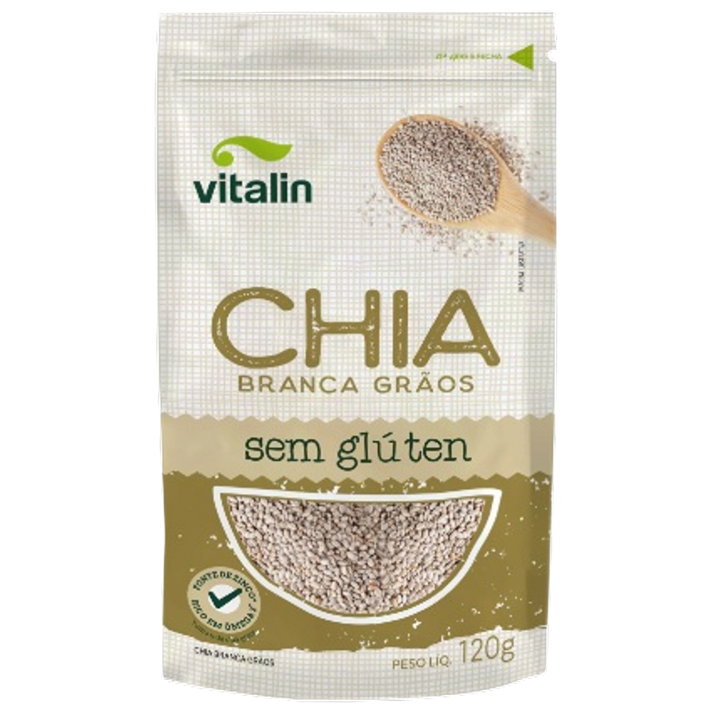 Kit 3X: Chia em Grãos Branca Sem Glúten Vitalin 120g