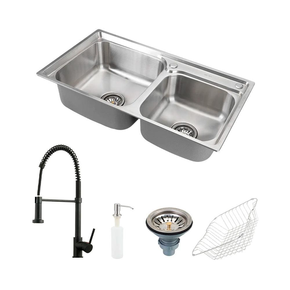 Cuba para Cozinha Aço Inox com Acessórios Ticunas e Torneira Monocomando Envira Pingoo.casa - Preto