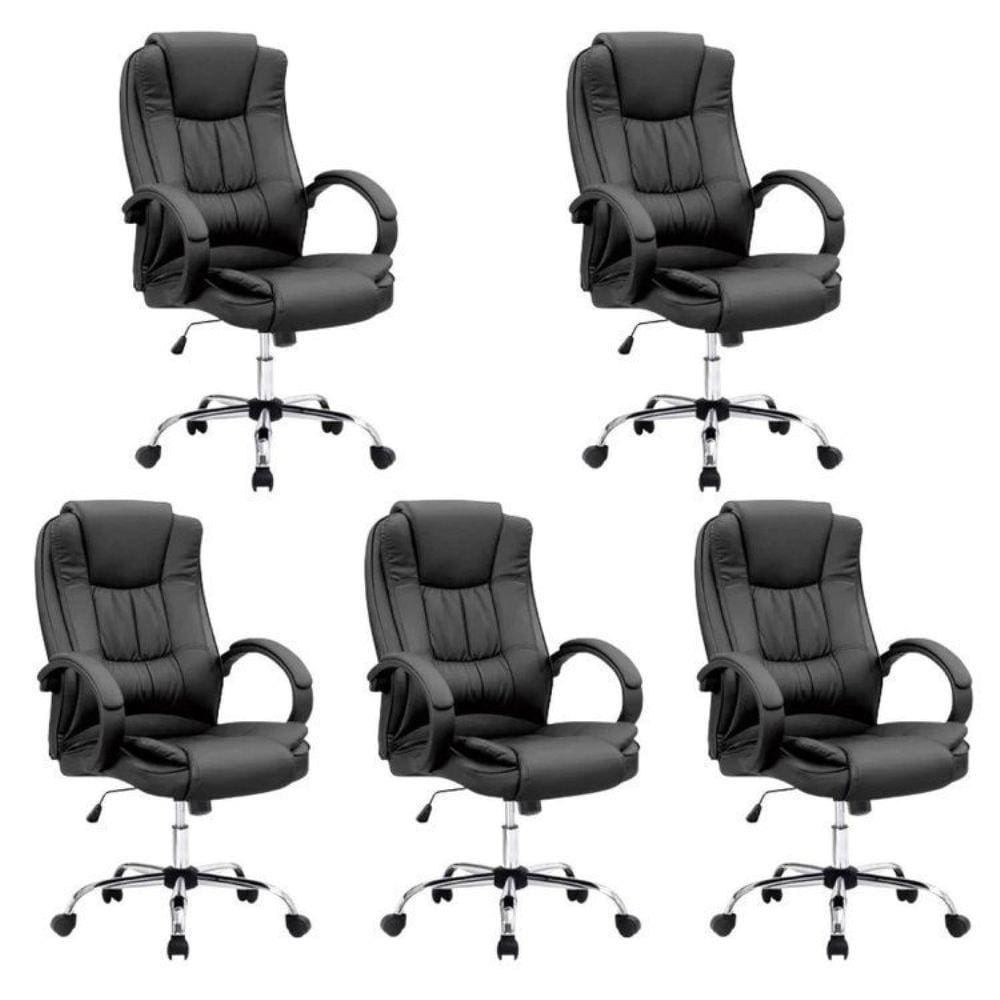 Kit 5 Cadeiras de Escritório Giratória Presidente Melbourne Preto