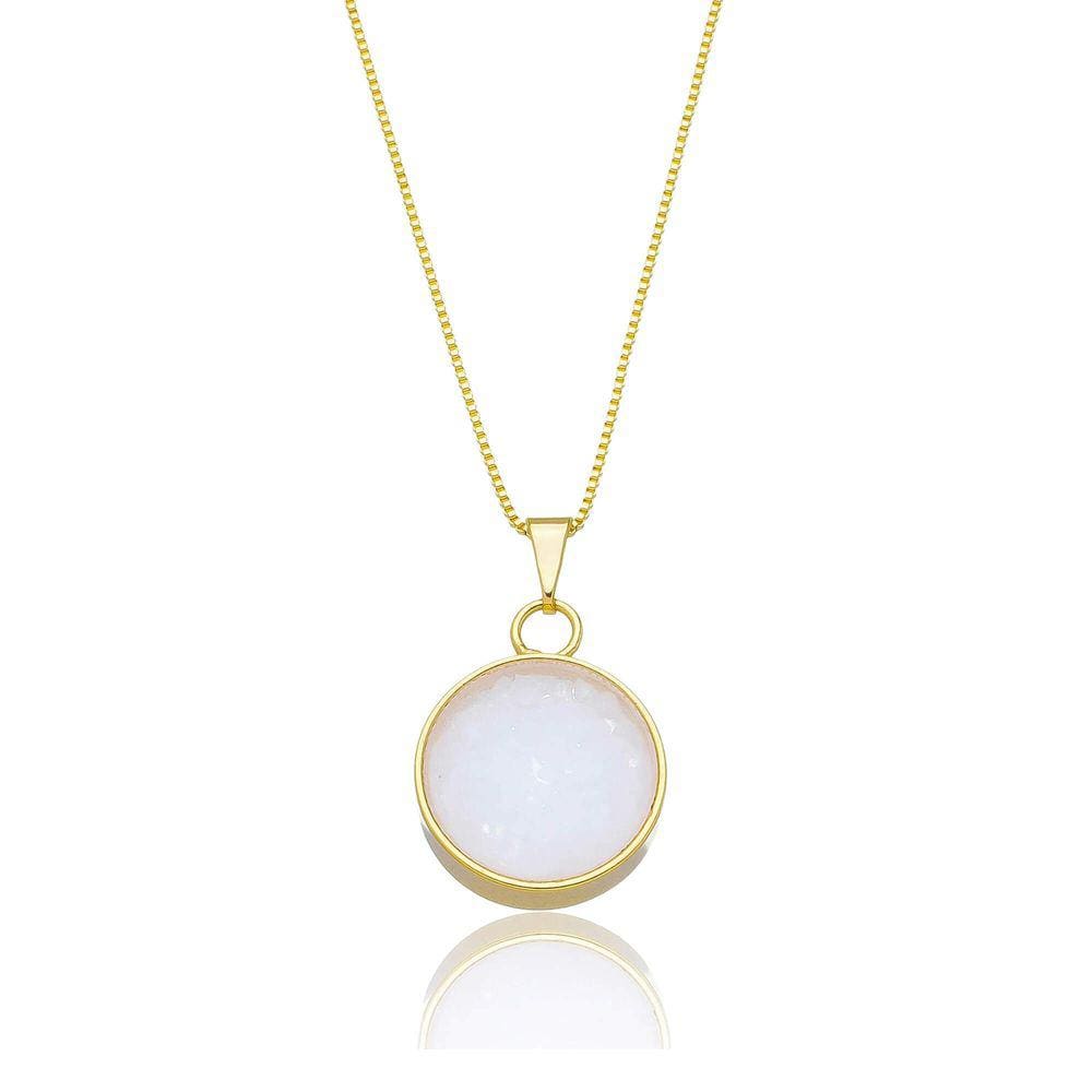 Colar Pingente Sal Grosso Banhado a Ouro 18k
