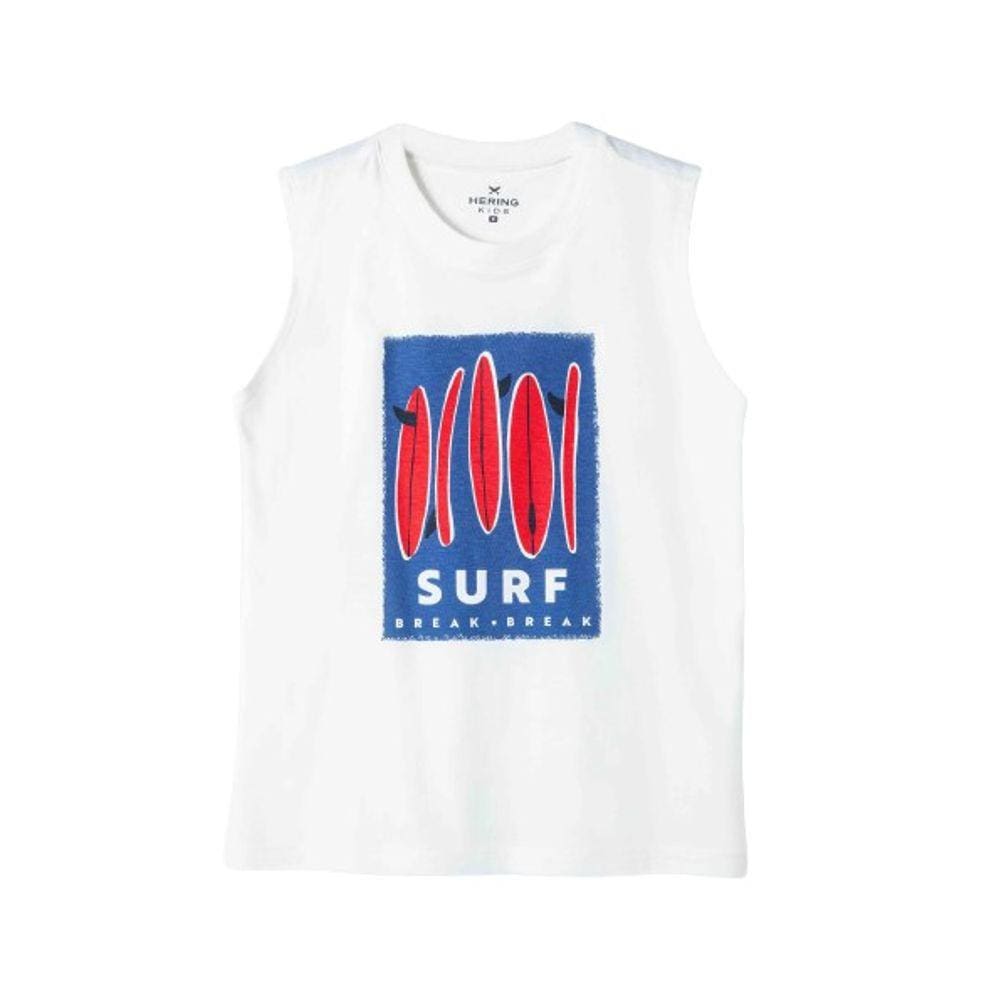 Camiseta Regata Infantil Menino Malha Algodão Estampa Hering