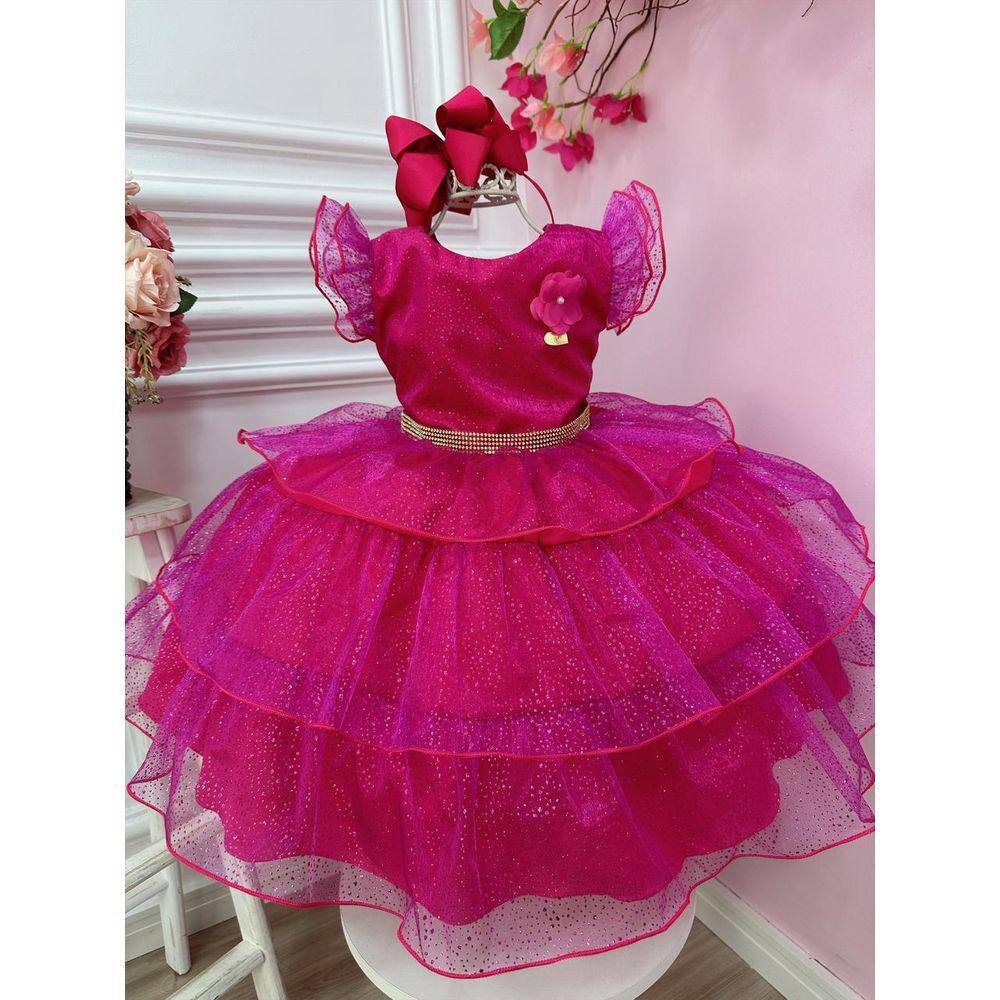 Vestido Infantil Barbie Filme Xadrez Rosa Brilho