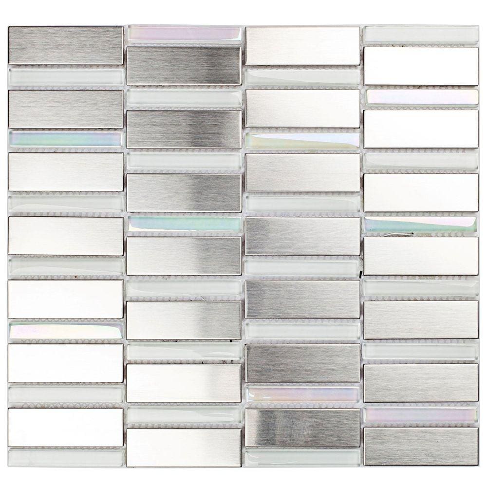 Pastilha de Aço Inox e Vidro Glass Mosaic Escovado