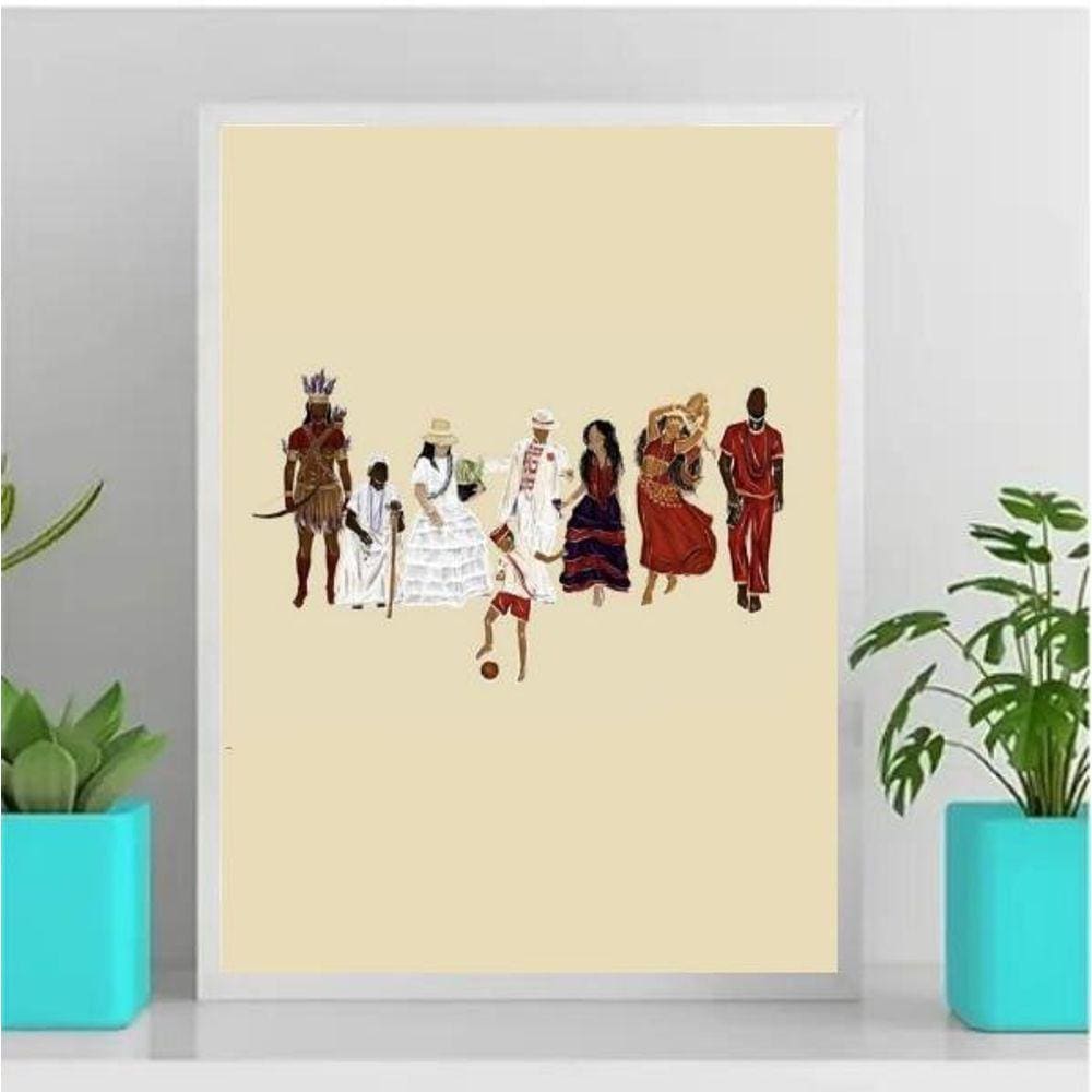 Quadro Orixás Umbanda 24x18cm - Madeira Branca