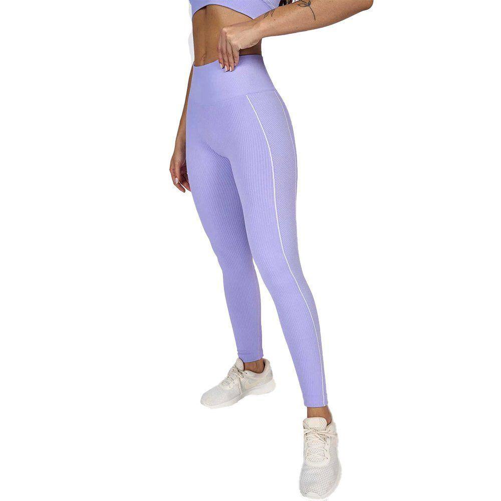 Legging Alto Giro Sem Costura Canelado Feminino