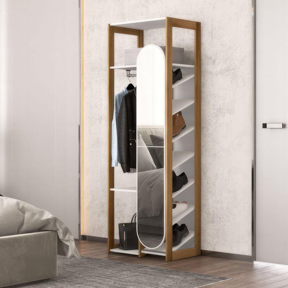 Closet Sapateira Cali com Espelho Branco/ Aveiro