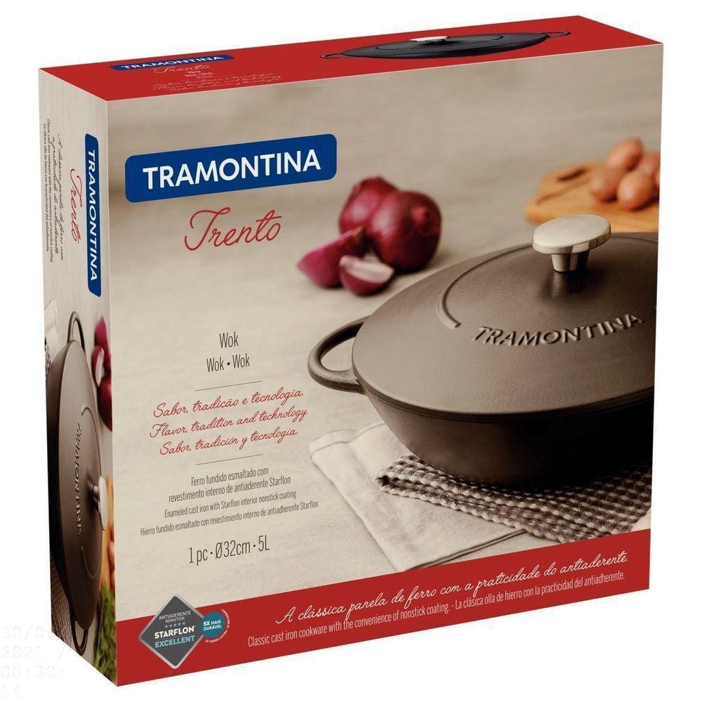 Wok Trento Em Ferro Esmaltado Com Revestimento Interno Em Antiaderente Starflon Excellent