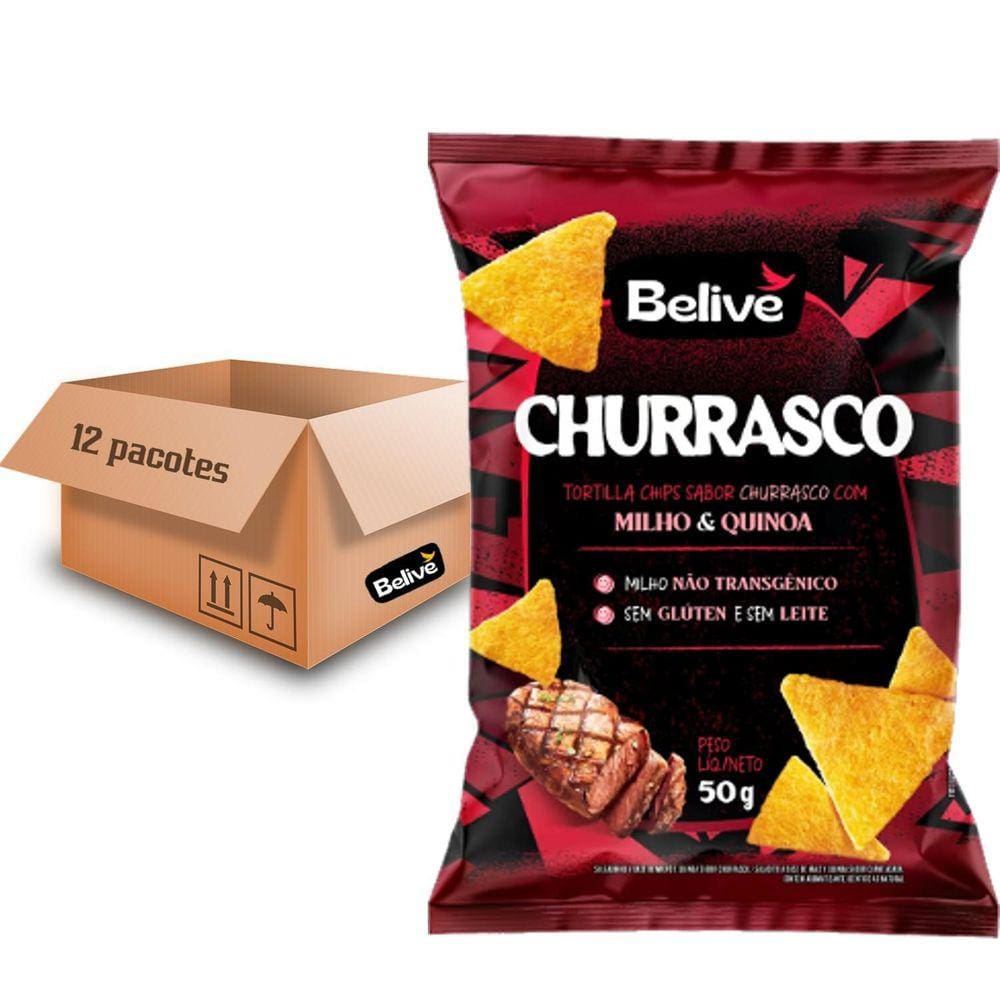 Tortilla Chips Churrasco 50g 12 Pacotes - Snack Crocante