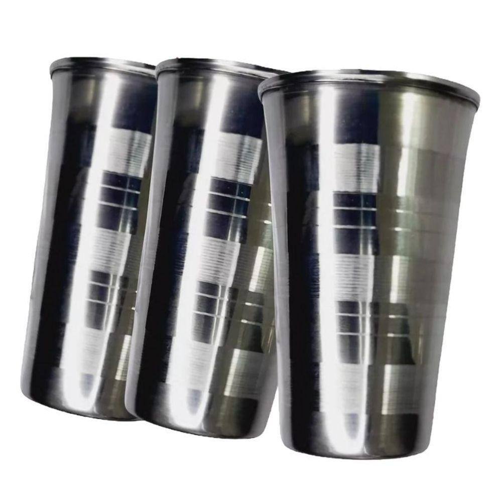 Kit 3 Copos Resistentes Em Inox Para Cerveja Água Suco 250Ml