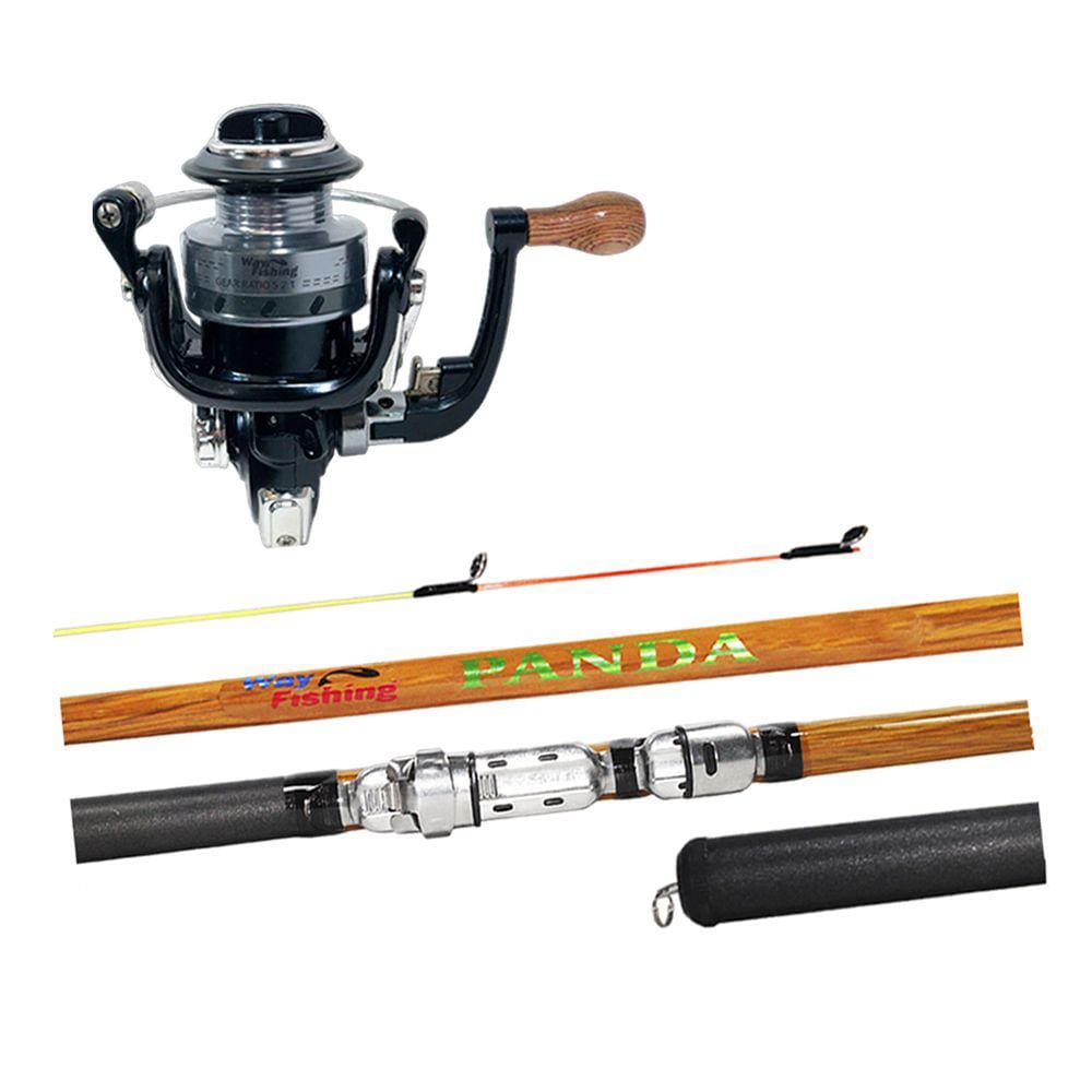 Kit Pesca Leve Way Fishing Molinete CROSS mini + Vara Telescópica PANDA 1,50m