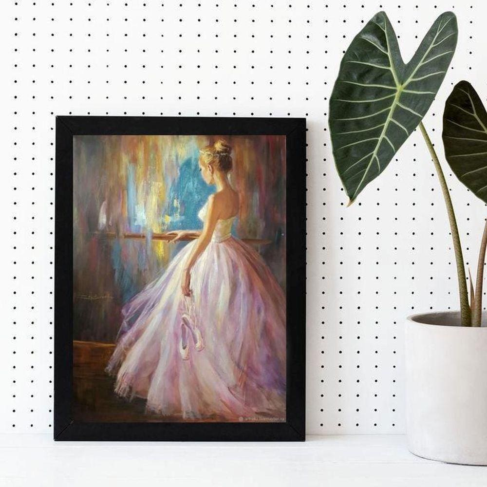Quadro Decorativo Bailarina 33x24cm - Moldura Preta
