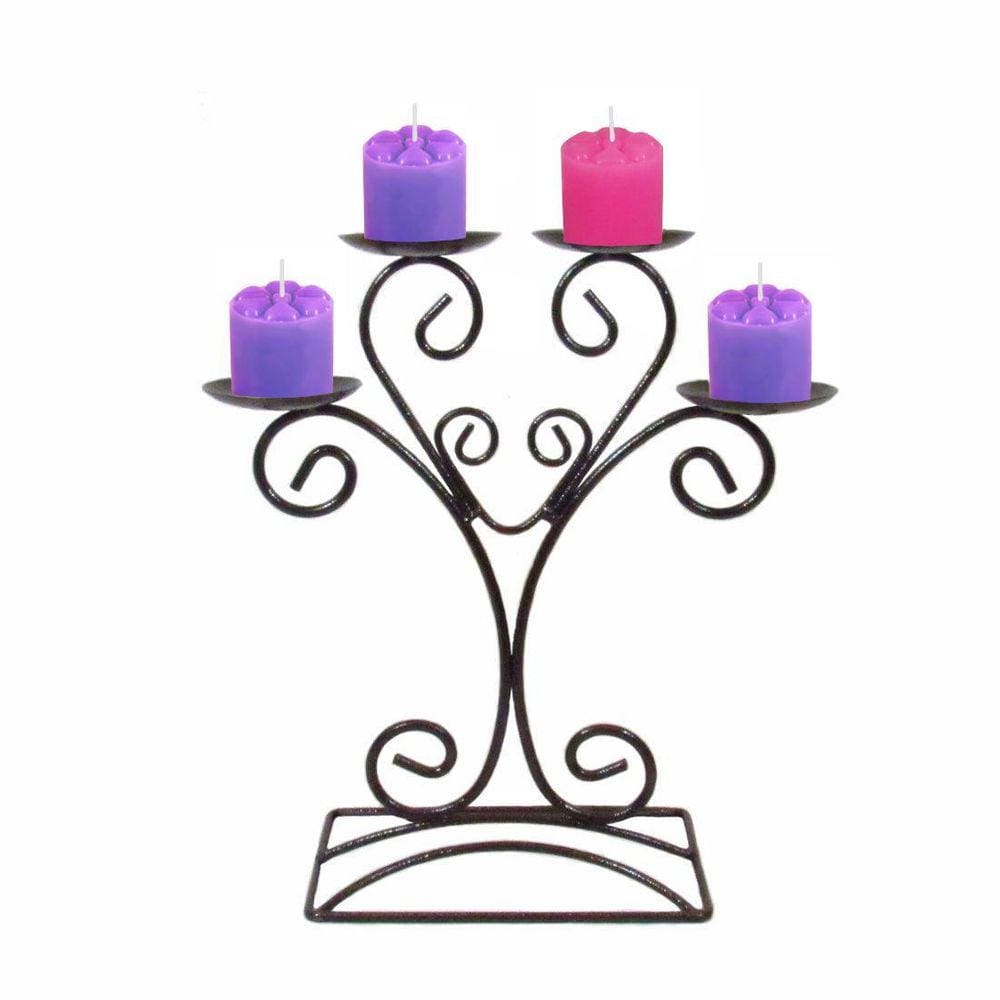Castiçal Coroa Advento Candelabro Porta 4 Velas Mesa Cores 3