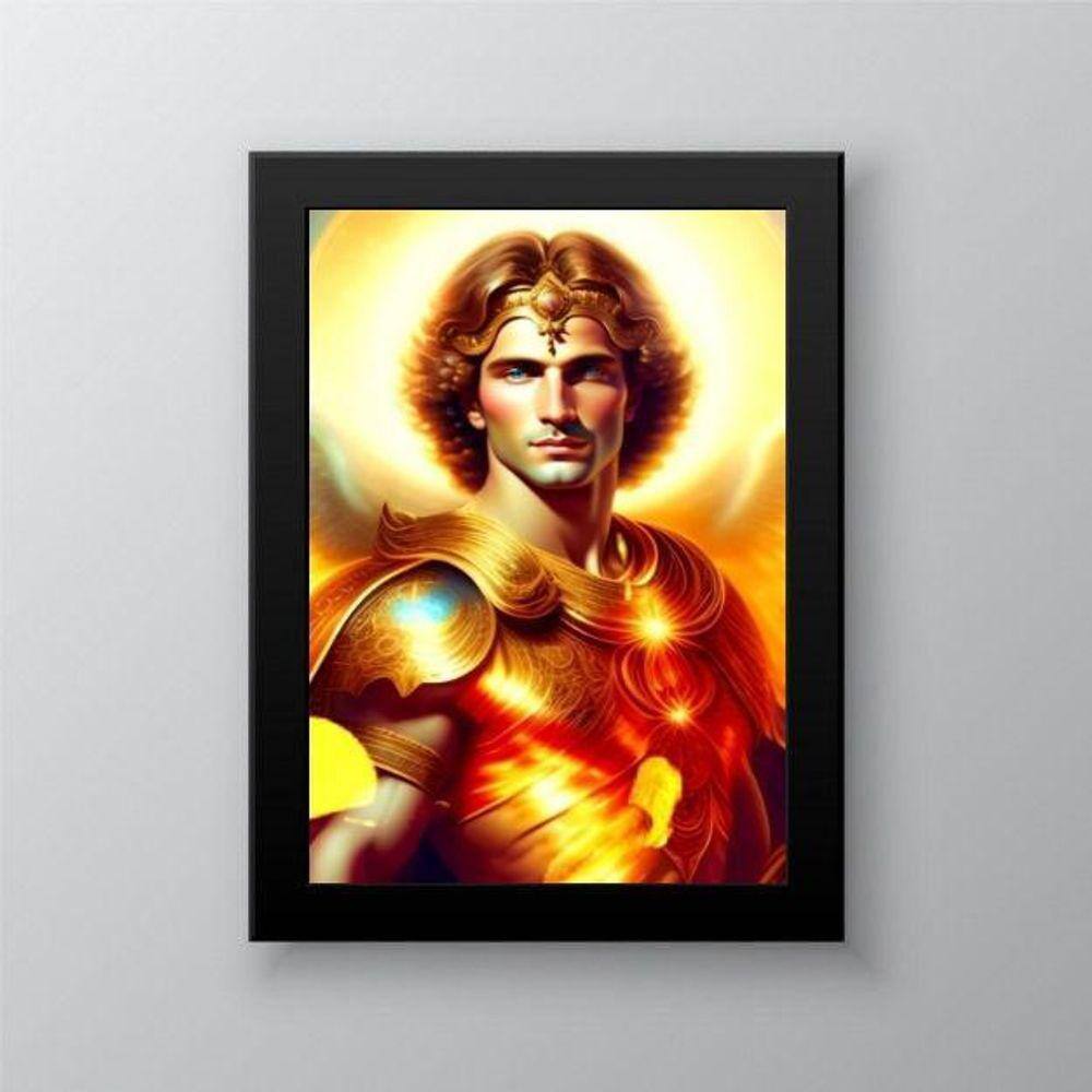 Quadro Decorativo Arcanjo Uriel - 24x18cm - Madeira Branca