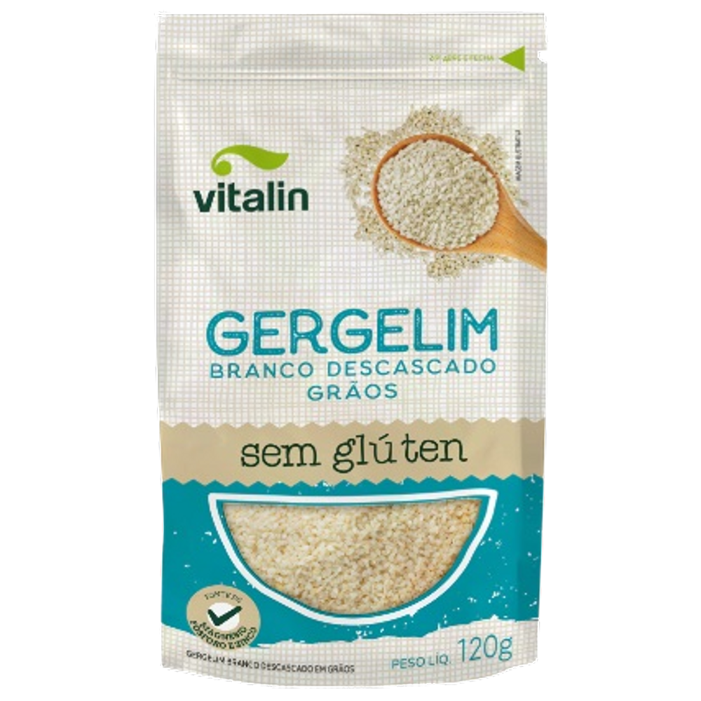 Kit 2X: Gergelim Branco Descascado Sem Glúten Vitalin 120g