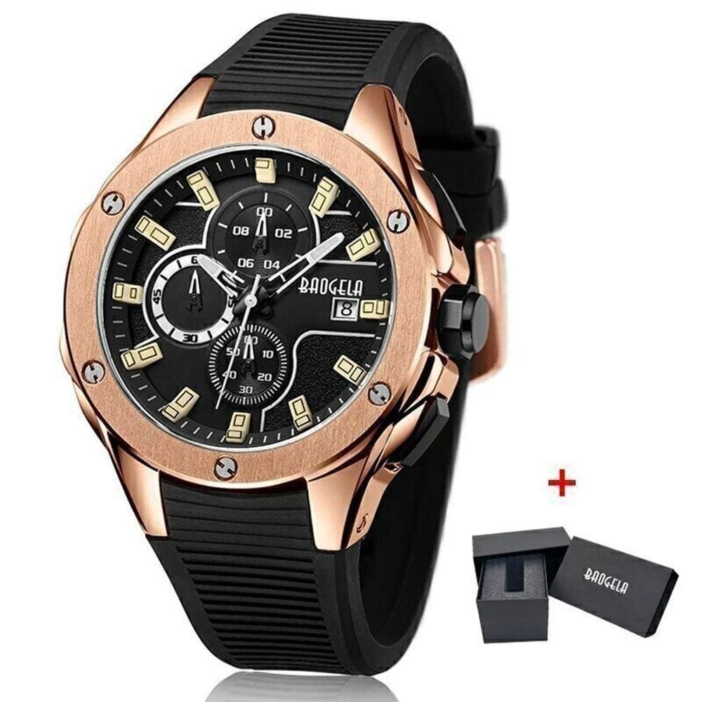 Relógio Masculino Baogela 22608 à Prova D`água Ouro Rosa