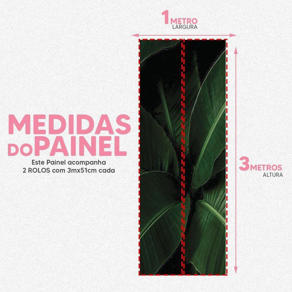 Papel De Parede Painel 3D Folhas Bananeiras Viníl 1M