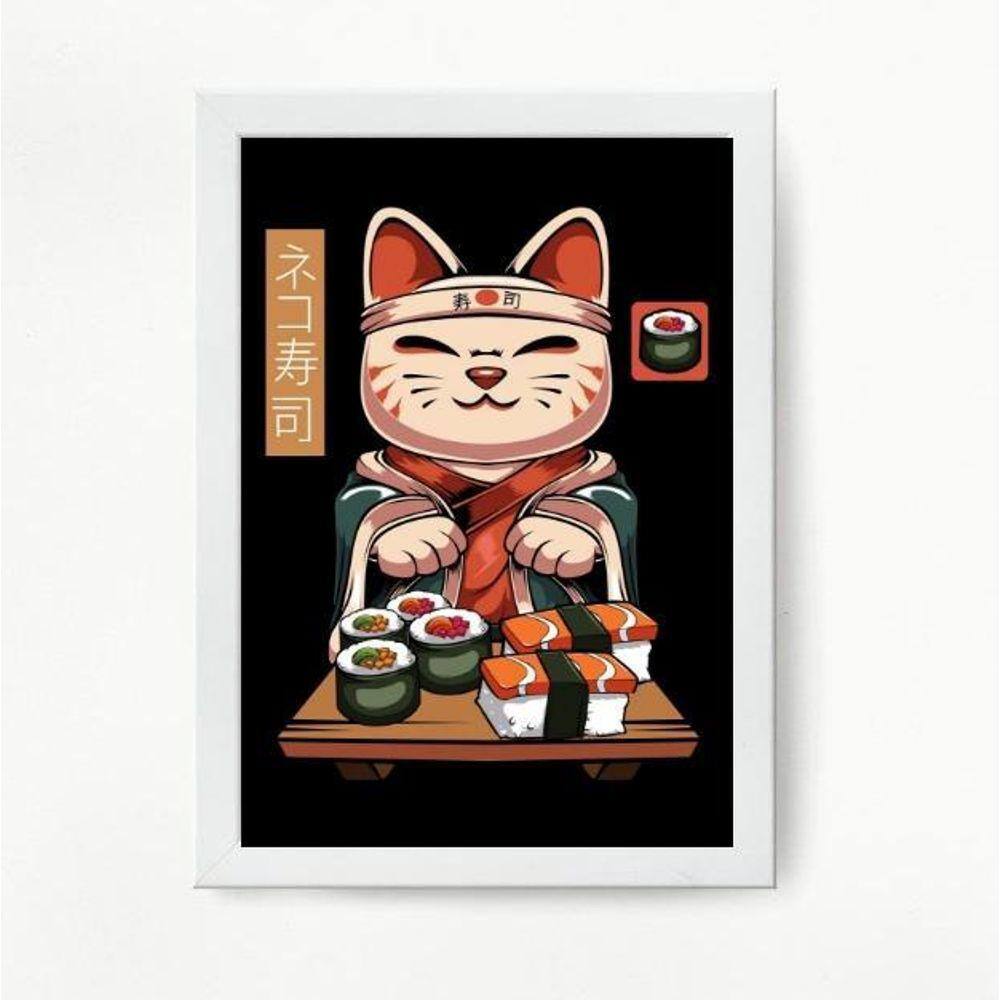 Quadro Decorativo Sushi Cat 33X24Cm