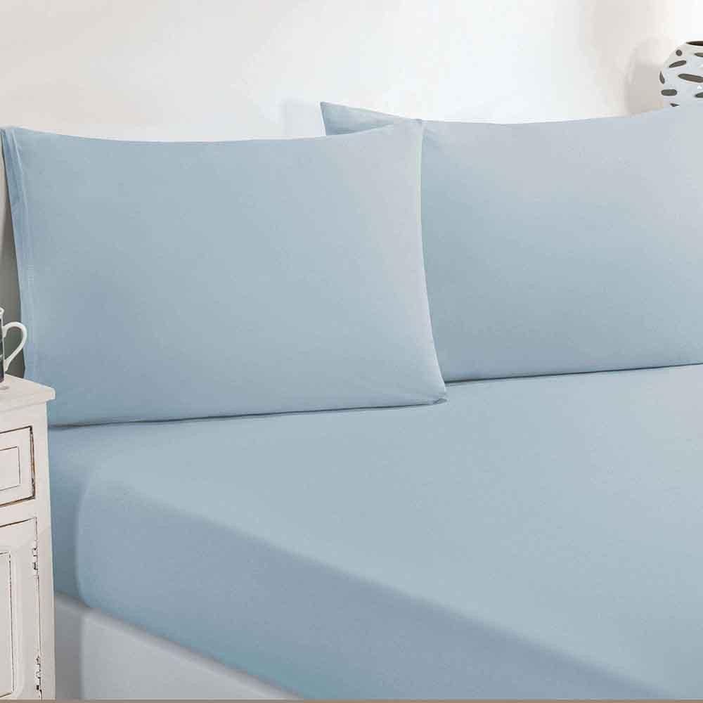 Jogo De Cama Malha Lençol 100% Algodão Gran Moratta 2 Peças Solteiro - Azul Bebê