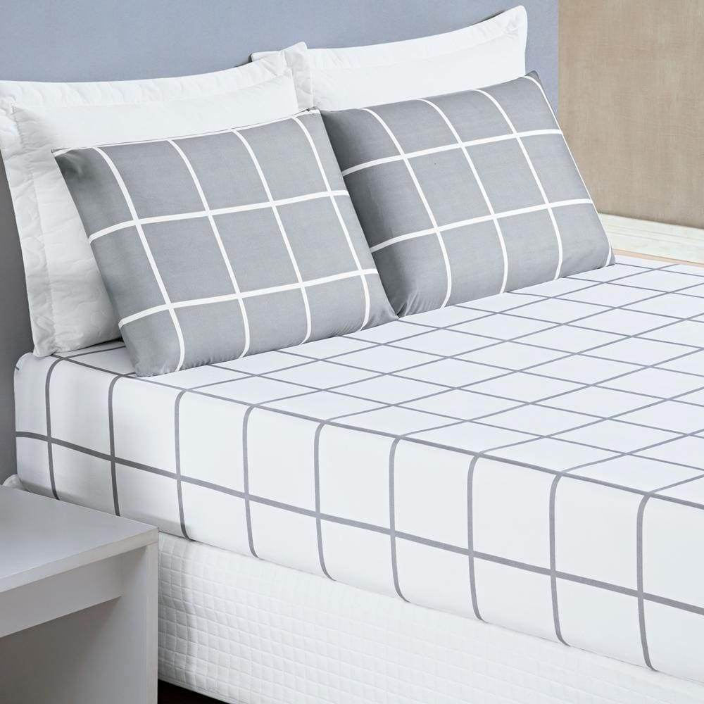 Jogo De Cama Lençol 200 Fios Austin Solteiro 02 Peças - Cinza