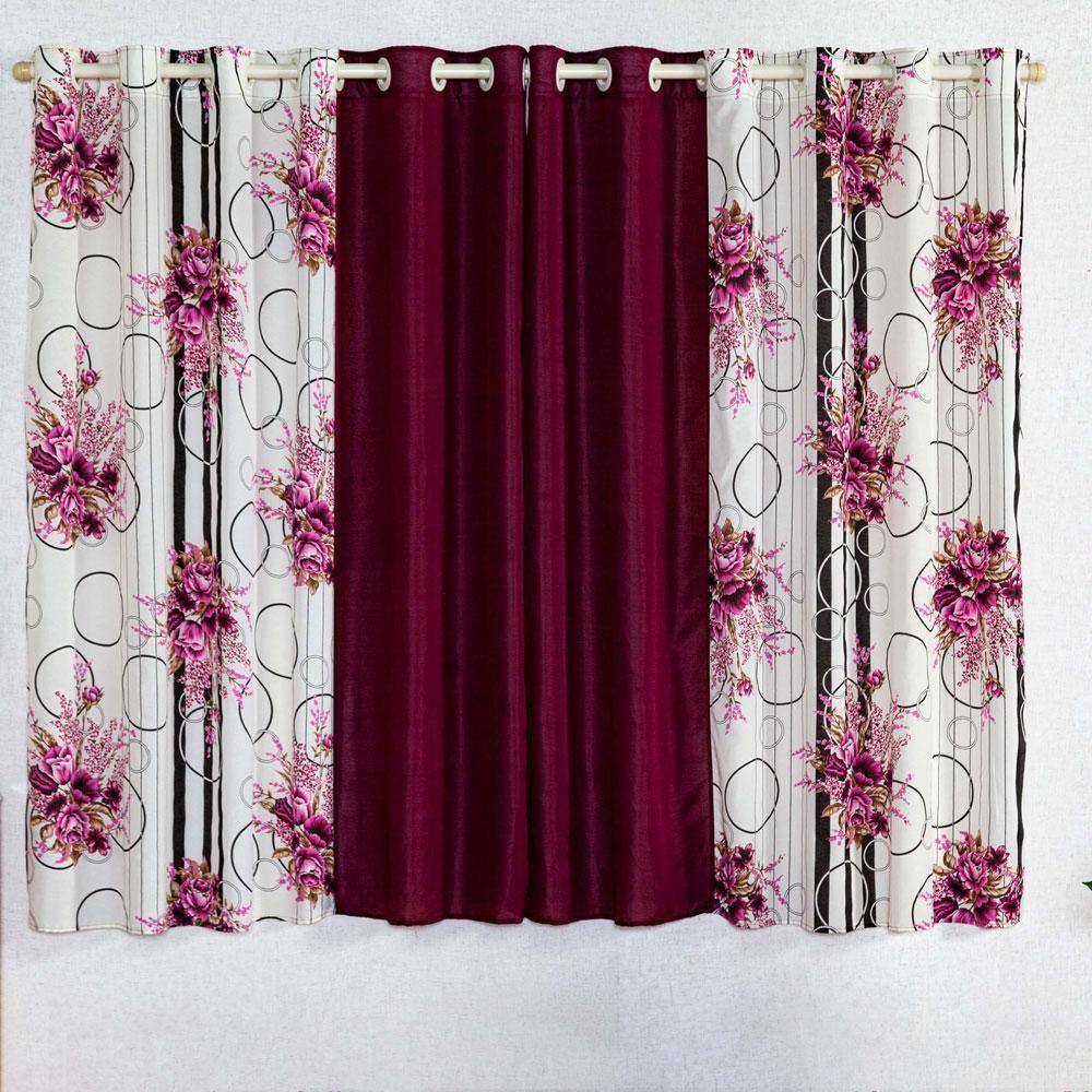 Cortina Isabela Estampada 2m - Floral Vinho