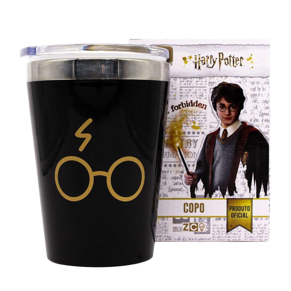 Copo Harry Potter Óculos Térmico Com Tampa 300ML Oficial WB