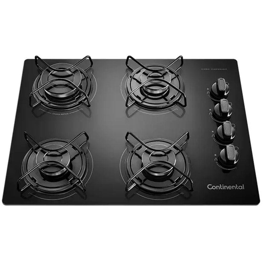 Cooktop 4 Bocas Continental a Gás GLP Preto - KC4GP