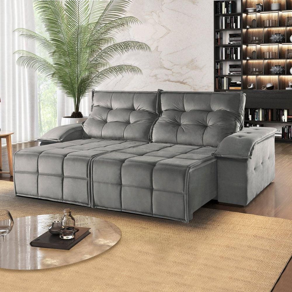Sofá Retrátil e Reclinável 210cm 2 Lugares M122 Cinza