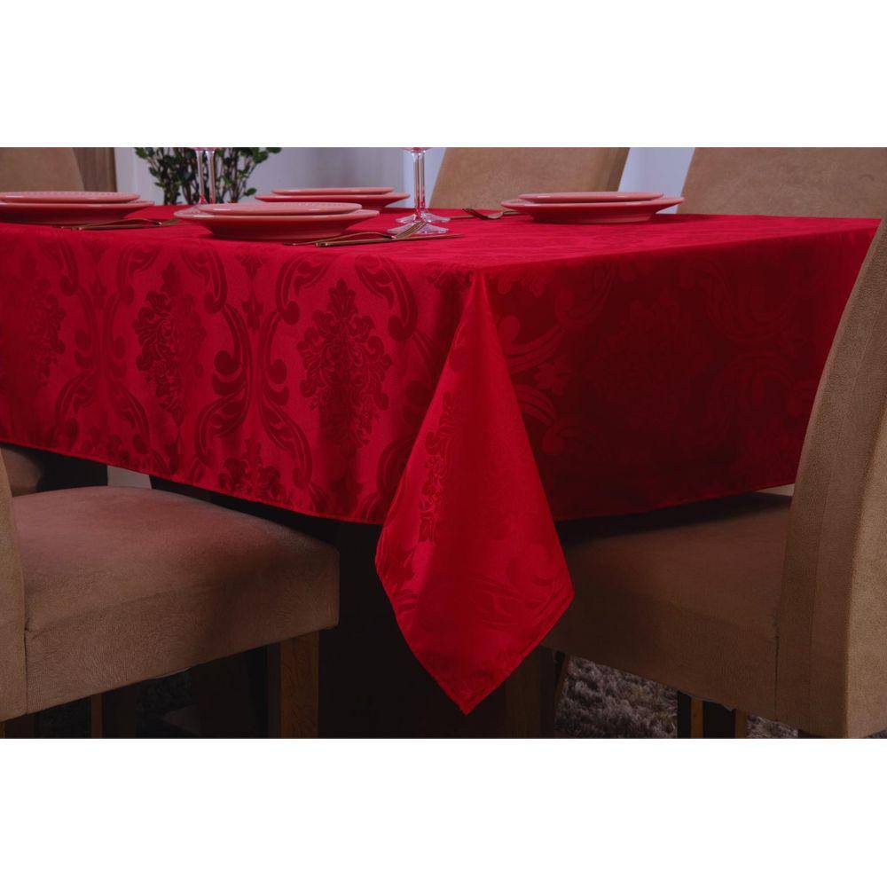 Toalha Mesa Quadrada Jacquard Vermelha 1,35x1,50